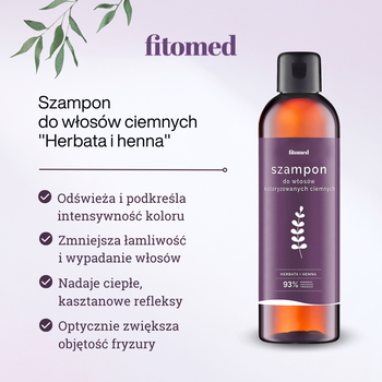 Fitomed, szampon ziołowy do włosów ciemnych, Herbata i henna, 250 g