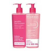 Bioderma Sensibio Gel, łagodzący żel micelarny do oczyszczania twarzy o działaniu nawilżającym, 500 ml x 2 szt.