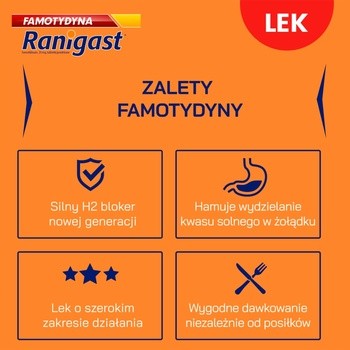 Famotydyna Ranigast, 20 mg, tabletki powlekane, 20 szt.