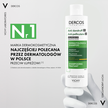 Vichy Dercos, szampon przeciwłupieżowy, włosy suche, 200 ml