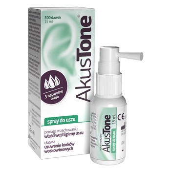 Akustone, spray do uszu, 15 ml (300 dawek)