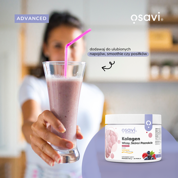 Osavi Kolagen Włosy, Skóra i Paznokcie, proszek, smak owoce leśne,150 g