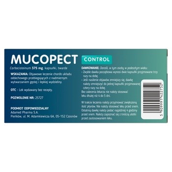 Mucopect Control, 375 mg, kapsułki twarde, 30 szt.