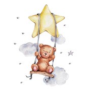 Sipo, Naklejki na ścianę dla dzieci, Miś na huśtawce, 1 szt.