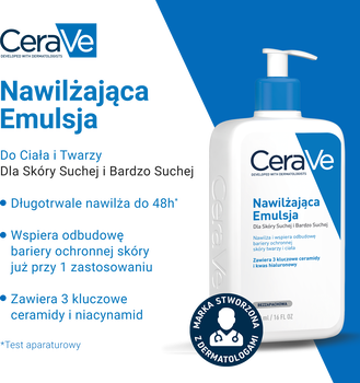 CeraVe, nawilżająca emulsja dla skóry suchej i bardzo suchej, 236 ml