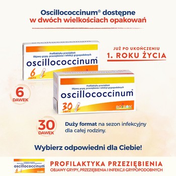 Oscillococcinum na przeziębienie i grypę, granulki, 6 dawek