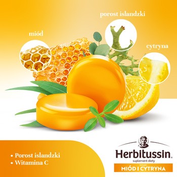 Herbitussin, pastylki do ssania, smak miód i cytryna, 12 szt.