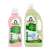 Zestaw Frosch, aloesowy żel do prania dla skóry wrażliwej, 1500 ml + Frosch, koncentrat do płukania tkanin, owoc granatu, 750 ml