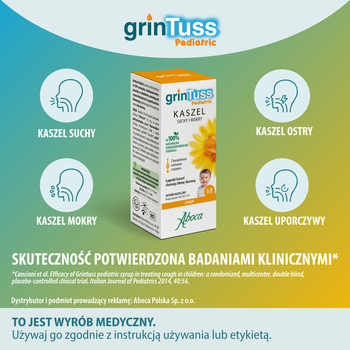 GrinTuss Pediatric, syrop na kaszel suchy i mokry, 128 g