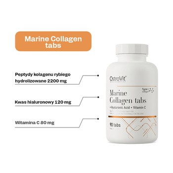 OstroVit Kolagen Morski + Kwas Hialuronowy + Witamina C, tabletki, 90 szt.