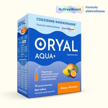 Oryal Aqua+, saszetki z proszkiem, smak mango-marakuja, 14 szt.