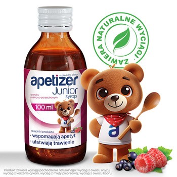 Apetizer Junior, syrop, o smaku malinowo-porzeczkowym, 100 ml