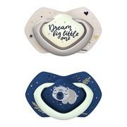 Canpol Babies, smoczek silikonowy symetryczny, light touch, Sleepy Koala, blue, 6-18 m, 2 szt.