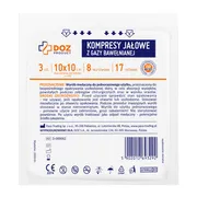 DOZ PRODUCT, kompresy jałowe z gazy bawełnianej, 17-nitkowe, 8-warstwowe, 10 cm x 10 cm, 3 szt.