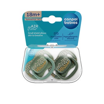 Canpol Babies Mountains, smoczek uspokajający, silikonowy symetryczny, 18 m+, zielony, 2 szt.