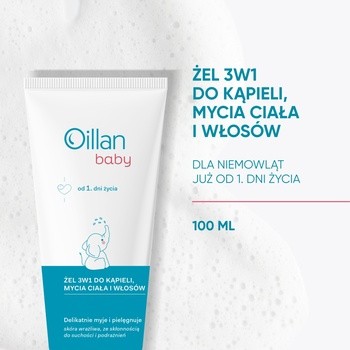 Oillan Baby, żel do mycia ciała i włosów 3 w 1, 100 ml