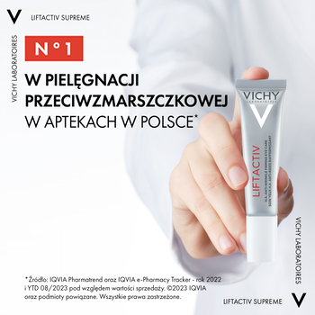 Vichy Liftactiv, przeciwzmarszczkowa pielęgnacja ujędrniająca pod oczy z kwasem hialuronowym, 15 ml