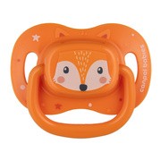 Canpol Babies Cute Animals, smoczek uspokajający, silikonowy symetryczny, 18 m+, pomarańczowy, 1 szt.