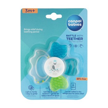 Canpol Babies, gryzak wodny z grzechotką Zwierzątka, 1 szt.