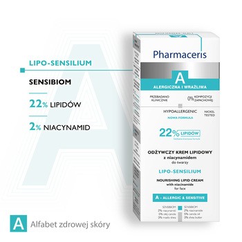 Pharmaceris A Lipo-Sensilium, odżywczy krem lipidowy z niacynamidem do twarzy, 50 ml