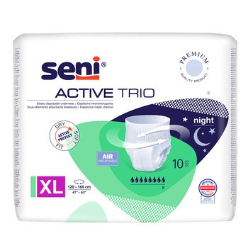 Seni Active Trio, elastyczne majtki chłonne, rozmiar XL, 10 szt.