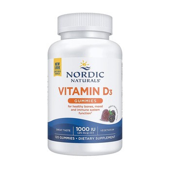 Nordic Naturals Vitamin D3 Gummies 1000 IU, żelki, smak jeżynowy, 120 szt.