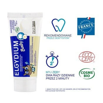 Elgydium Baby, pasta do zębów w żelu, dla dzieci od 6 miesięcy do 2 lat, 30 ml