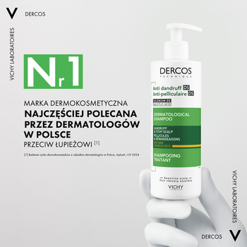 Vichy Dercos, szampon przeciwłupieżowy, włosy suche, 390 ml