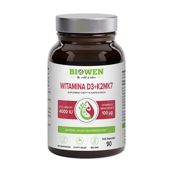 Biowen Witamina D3+K2MK7, kapsułki miękkie, 90 szt.