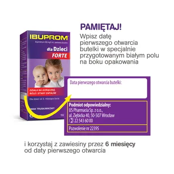 Ibuprom dla Dzieci Forte, 200 mg/5 ml, zawiesina doustna, 150 ml