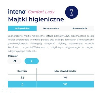 Inteno Comfort Lady, majtki higieniczne, rozmiar L, 7 szt.