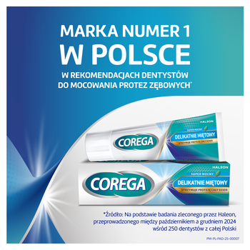 Corega Super Mocny Delikatnie Miętowy, krem do protez 40 g