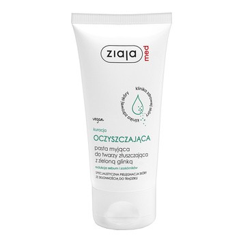 Ziaja Med Kuracja oczyszczająca, pasta myjąca do twarzy złuszczająca z zieloną glinką, 75 ml
