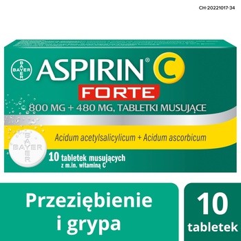 Aspirin C Forte, 800 mg + 480 mg, tabletki musujące, 10 szt.