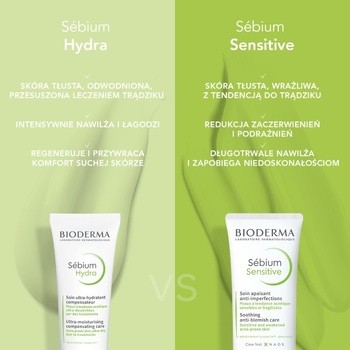 Bioderma Sebium Sensitive, łagodzący krem wspomagający leczenie skóry trądzikowej, 30 ml
