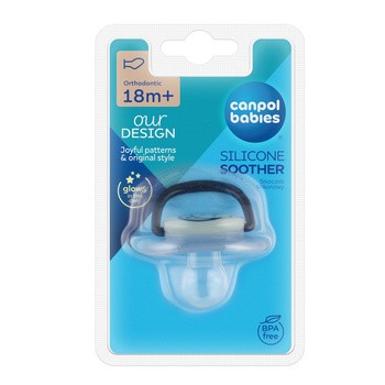Canpol Babies, silikonowy smoczek anatomiczny, Night Dreams, 18 m+, niebieski, 1 szt.