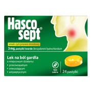 Hascosept smak cytrynowo-miodowy, 3 mg, pastylki twarde, 24 szt.