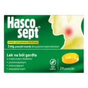 Hascosept smak cytrynowo-miodowy, 3 mg, pastylki twarde, 24 szt.