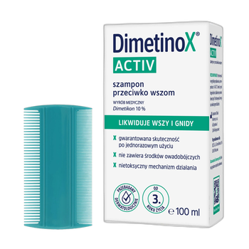 Zestaw DimetinoX, szampon przeciwko wszom, 100 ml + grzebień GRATIS
