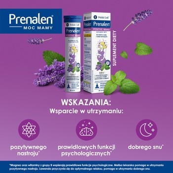 Prenalen Positive Mama, tabletki musujące, smak mango - trawa cytrynowa, 20 szt.
