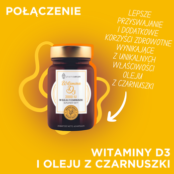 Witamina D3 2000 IU w oleju z czarnuszki, kapsułki, 60 szt.