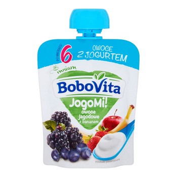 BoboVita Jogomi! Owoce z jogurtem jagodowe z bananem po 6 m-cu, 80 g
