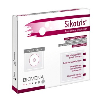 Sikatris, silikonowy plastrer na blizny, okołobrodawkowy, 7,6 cm, 5 szt.