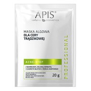 Apis Acne-Stop, maska algowa dla cery trądzikowej z bambusem, zieloną herbatą i czarnym błotem z Morza Martwego, 20 g