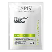 Apis Acne-Stop, maska algowa dla cery trądzikowej z bambusem, zieloną herbatą i czarnym błotem z Morza Martwego, 20 g