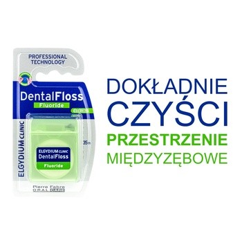 Elgydium Clinic, nić dentystyczna z fluorem, orzeźwiająca mięta, 35 m