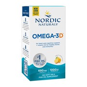 Nordic Naturals, Omega-3D 690 mg, kapsułki, smak cytrynowy, 120 szt.