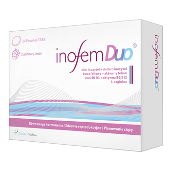 Inofem Duo, tabletki, smak malinowy, 24 szt.