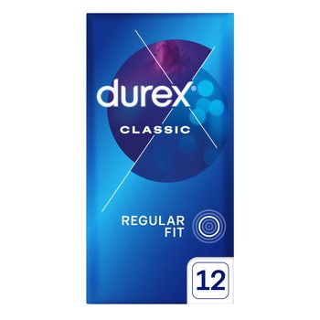 Durex Classic, prezerwatywy ze środkiem nawilżającym, 12 szt.