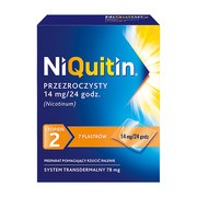Niquitin przezroczysty, 14 mg/24 h, system transdermalny 78 mg, stopień 2, plastry, 7 szt.